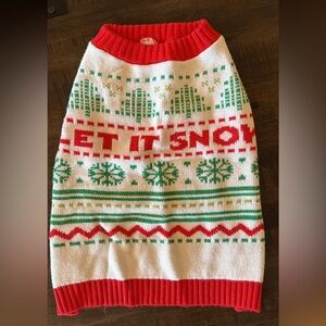 Festive Red and Green 'Let It Snow' Dog Sweater